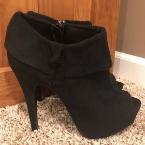 Black open toe bootie